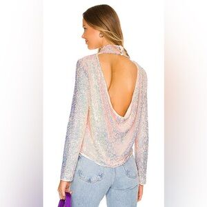 REVOLVE NWT | ASTR the Label Lia Top | Iridescent Sequins | Open Back | Large